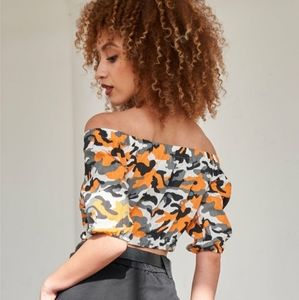 Orange Camo Crop Top